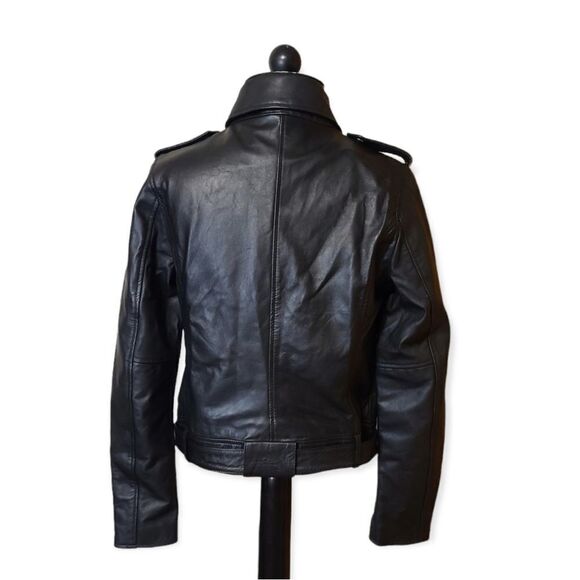 NWT Sam Edelman Black Leather Moto Jacket Size Small  - Picture 2 of 9